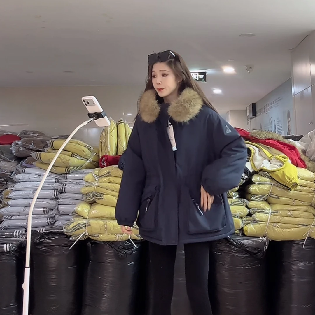 【柒汐】推荐冬季设计感三角标工装棉服外套6616