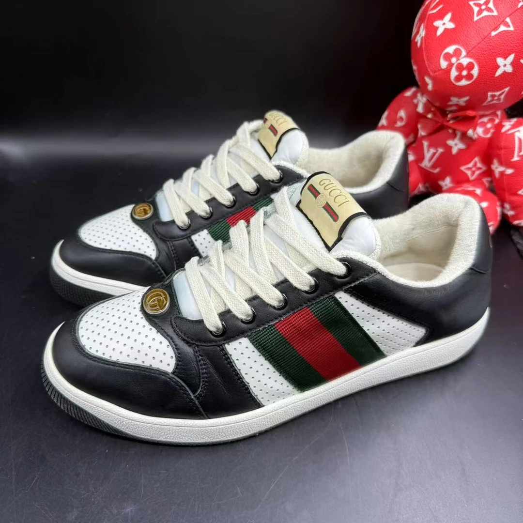 95新 GUCCI/古驰 男士时尚黑白熊猫配色脏脏鞋39.5欧码egg20