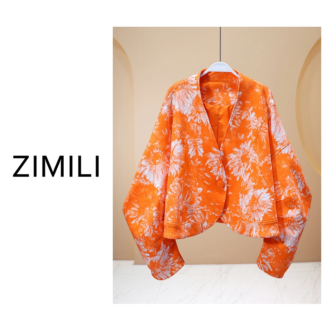【亮哥女装】2025欧版爱玛橙混染廓形休闲运动弯刀袖外套6172
