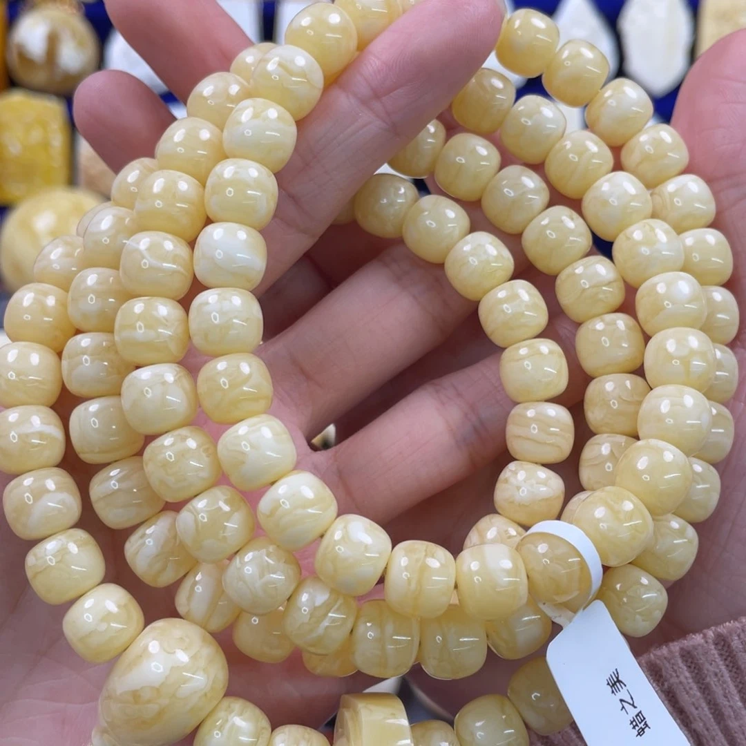 蜜蜡裸石未镶嵌琥珀蜜蜡同料108卡10mm