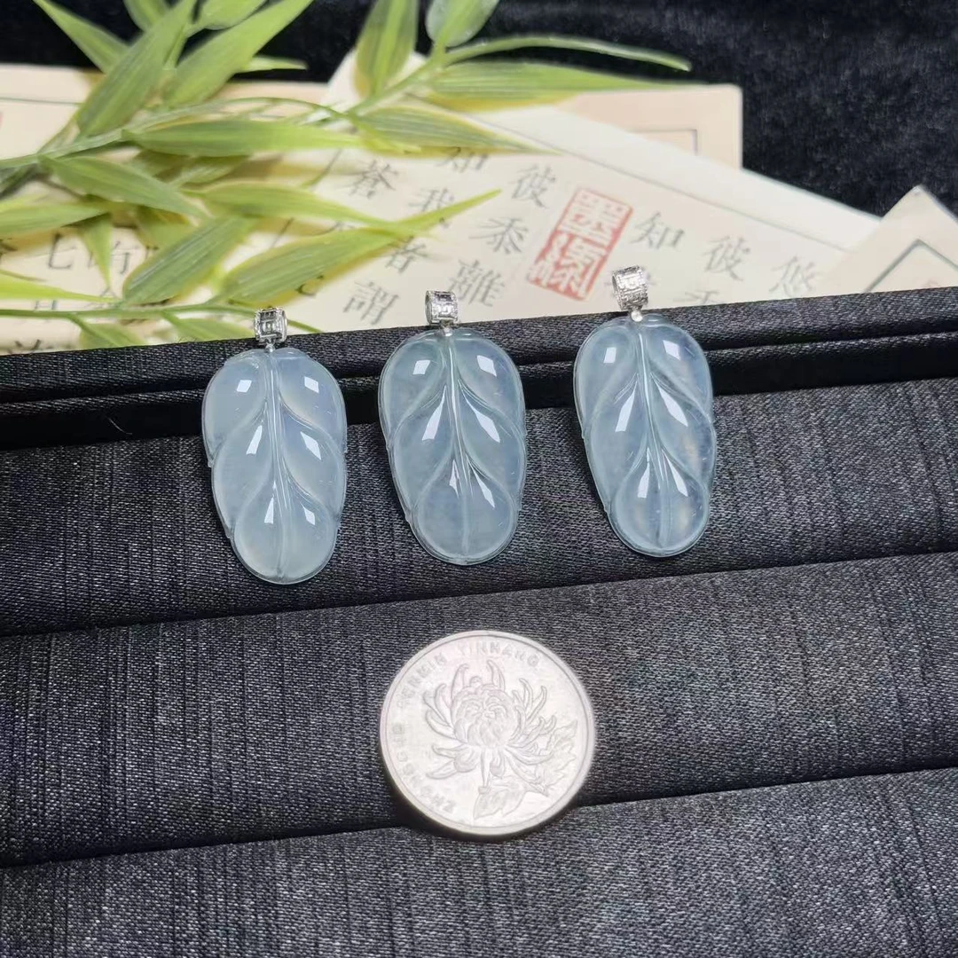 【央博玉&思懿】 18k翡翠叶子吊坠-1580-1-TJG003-多样性发一|BXQ21