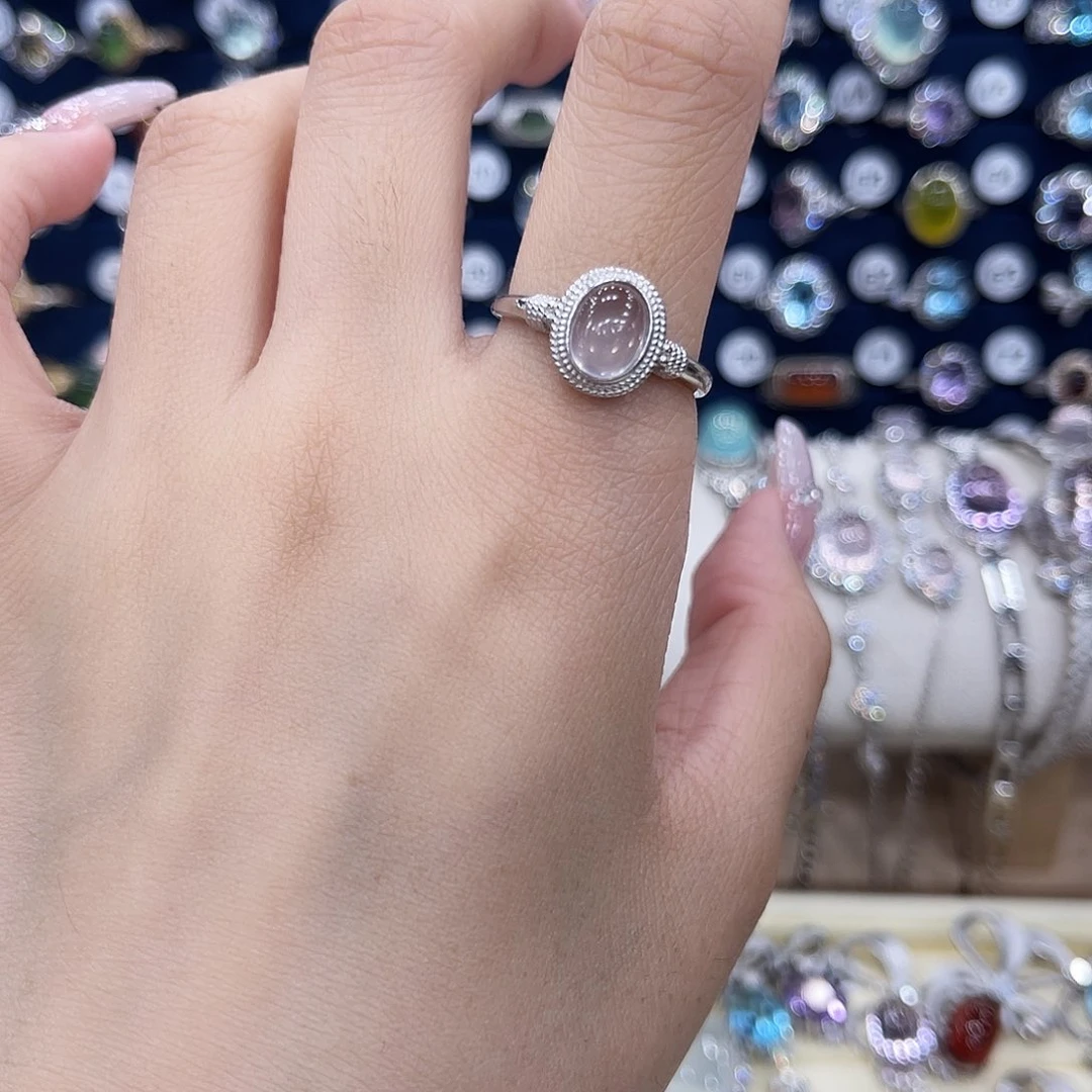 岫玉银S925镶嵌戒指