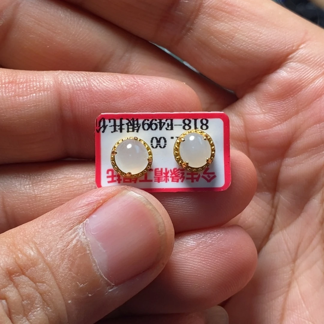 翡翠银S925镶嵌耳饰天然缅甸翡翠A货耳钉