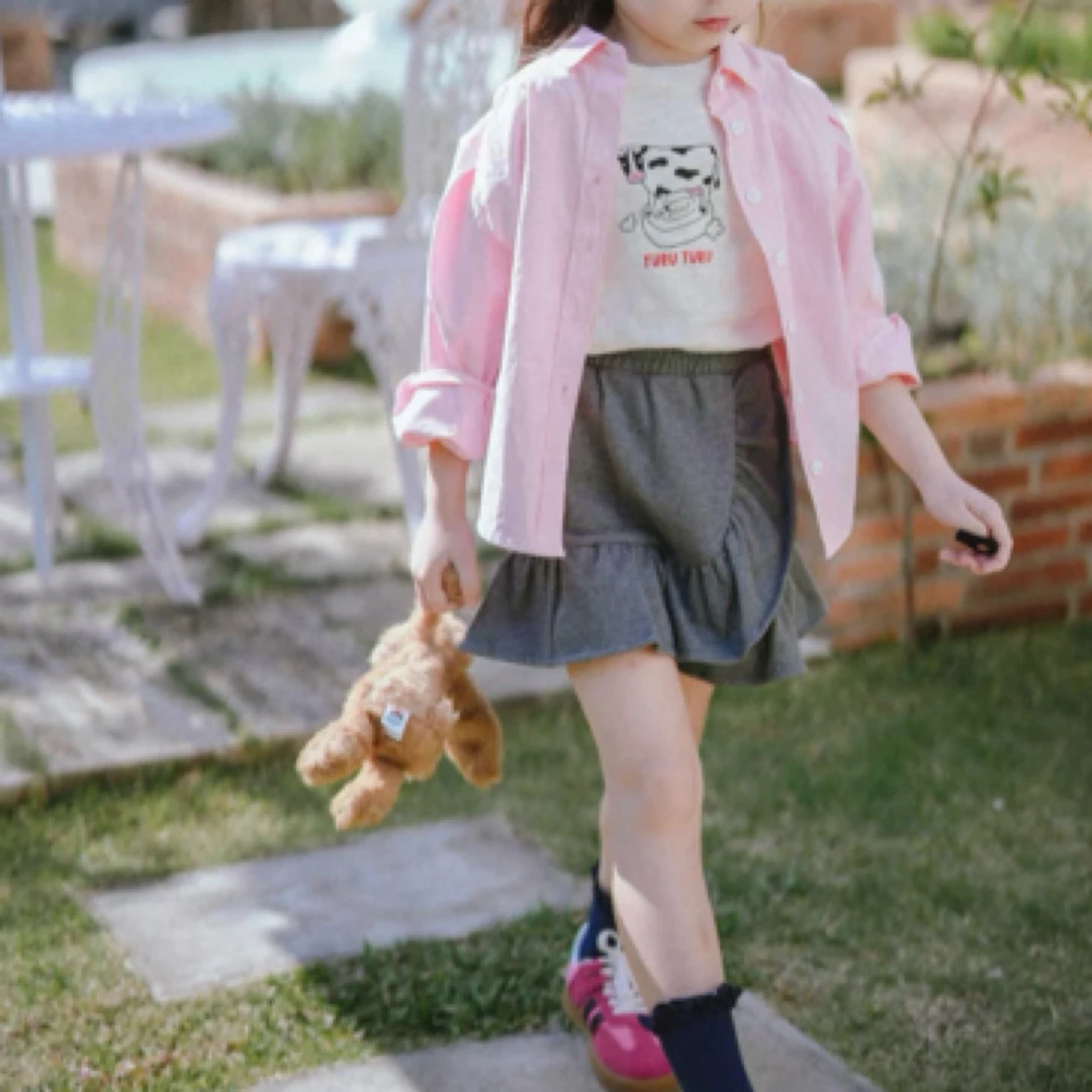 【编号N249】Q703-08-儿童褶皱摆裙裤灰色-SWD