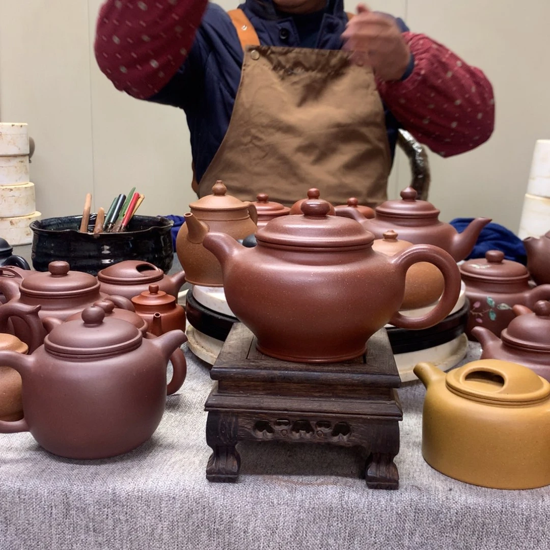 茶壶紫泥红降坡掇只350 C半手工制作