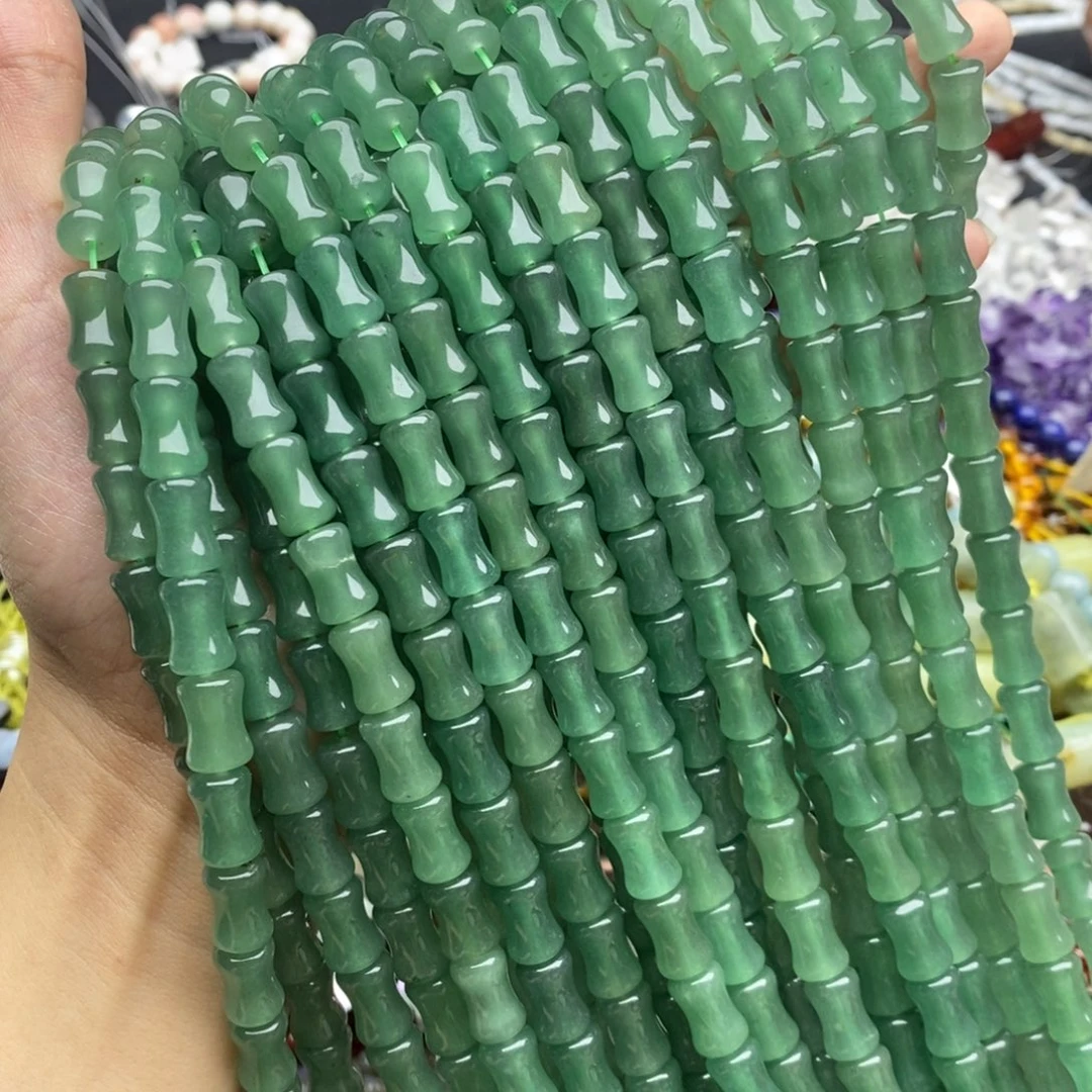 玛瑙/玉髓未镶嵌珠宝半成品一条纯天然绿东陵玉竹节8×12mm