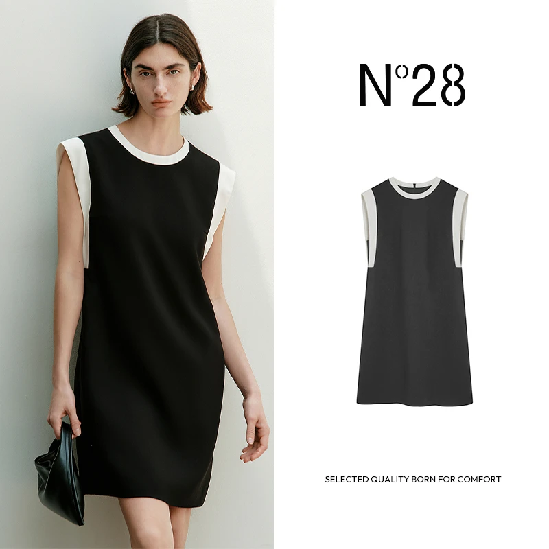N°28法式设计感无袖连衣裙女夏季2025新款垂感圆领休闲百搭连衣裙