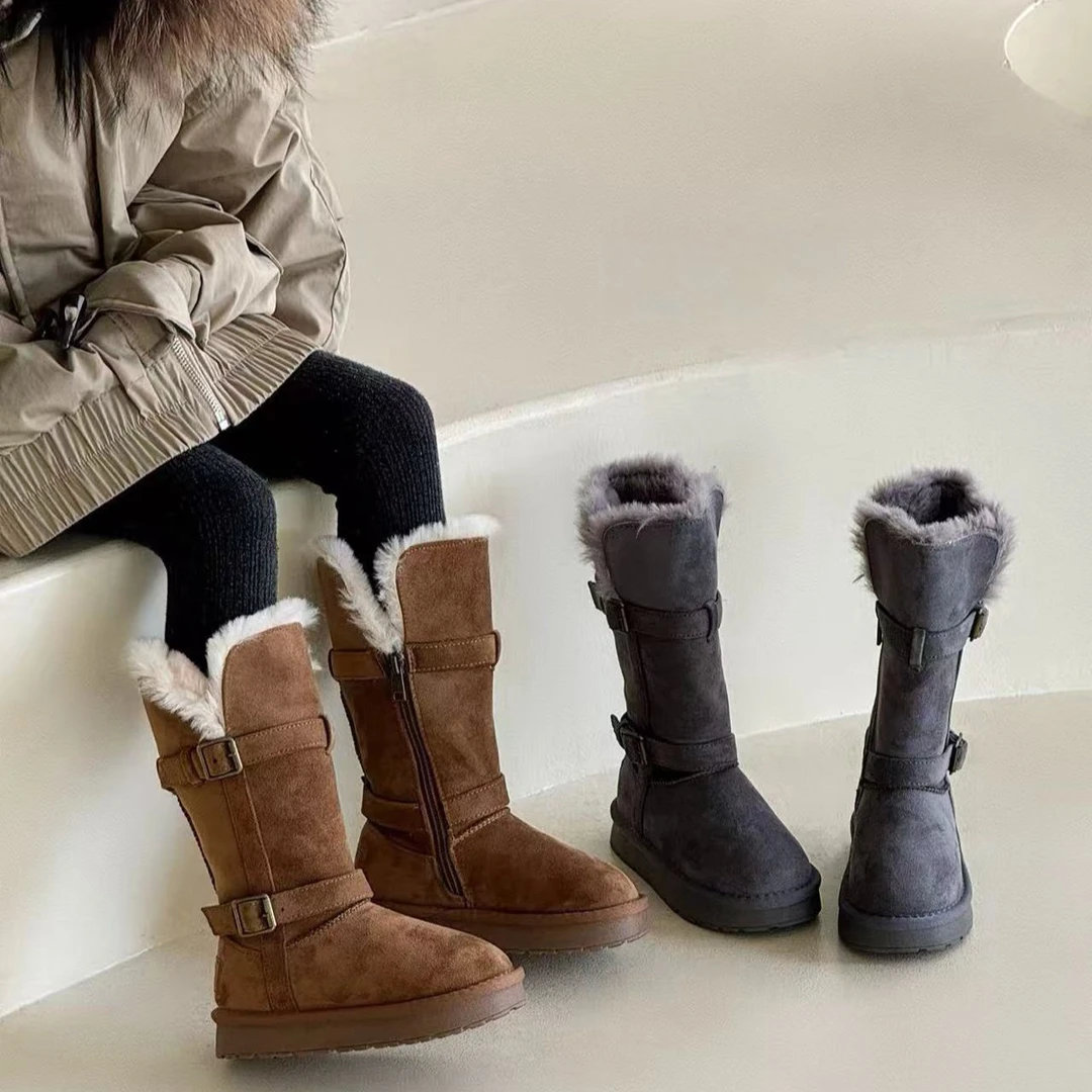 儿童新款冬季皮毛一体复古保暖鞋