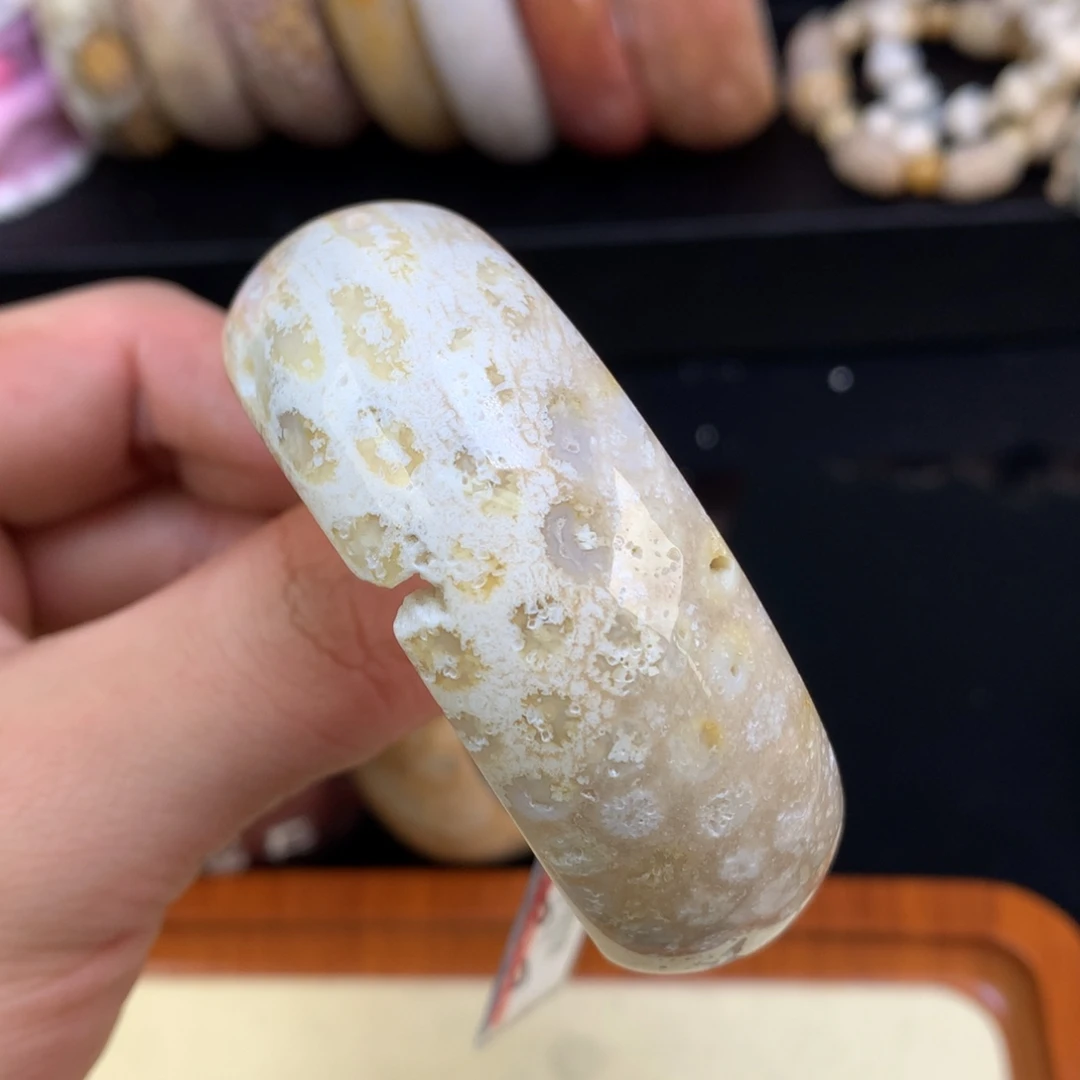 硅化珊瑚（珊瑚玉）未镶嵌颈饰38号奶酪共生51.7圈