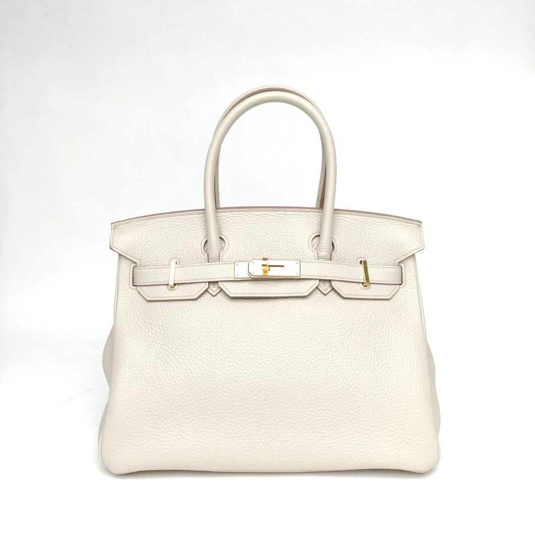 99新 Hermes/爱马仕 【双双】Birkin 30 8L冰川白 Togo皮U刻金扣