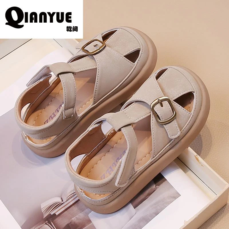 Qianyue儿童凉鞋2025年夏季新款沙滩鞋公主鞋子女童包头凉鞋软底