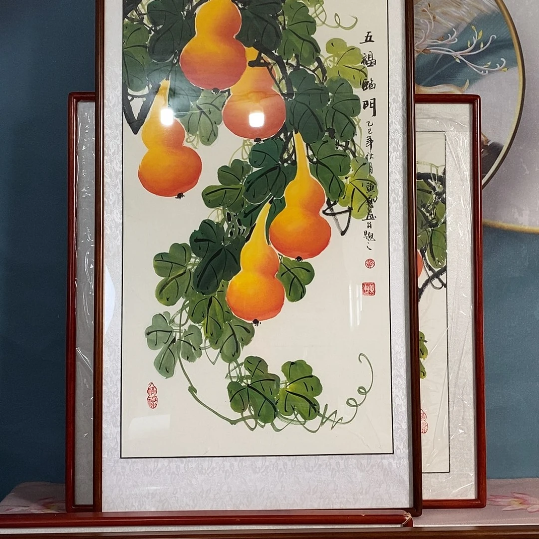 国画带框尺寸62✖️122厘米手绘作品