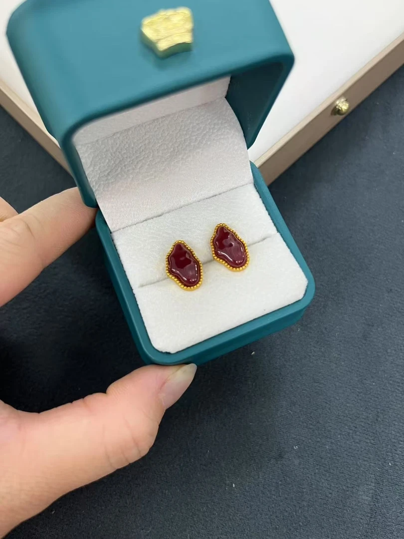 铜合金大理石耳饰 新款耳钉不掉色