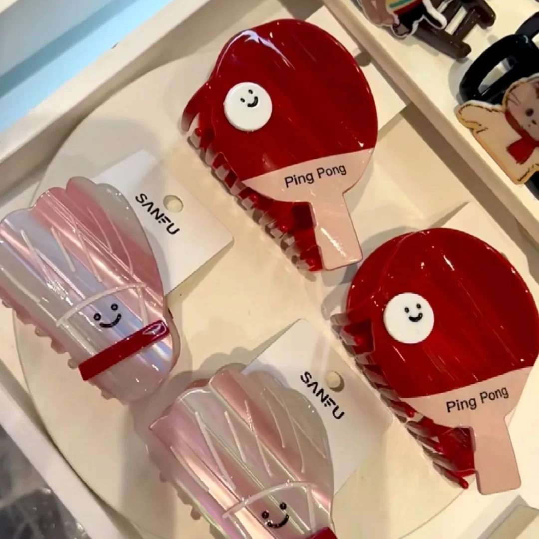 羽毛球抓夹乒乓球抓夹莎头cp发饰三福头饰乒乓球鲨鱼夹装扮用品