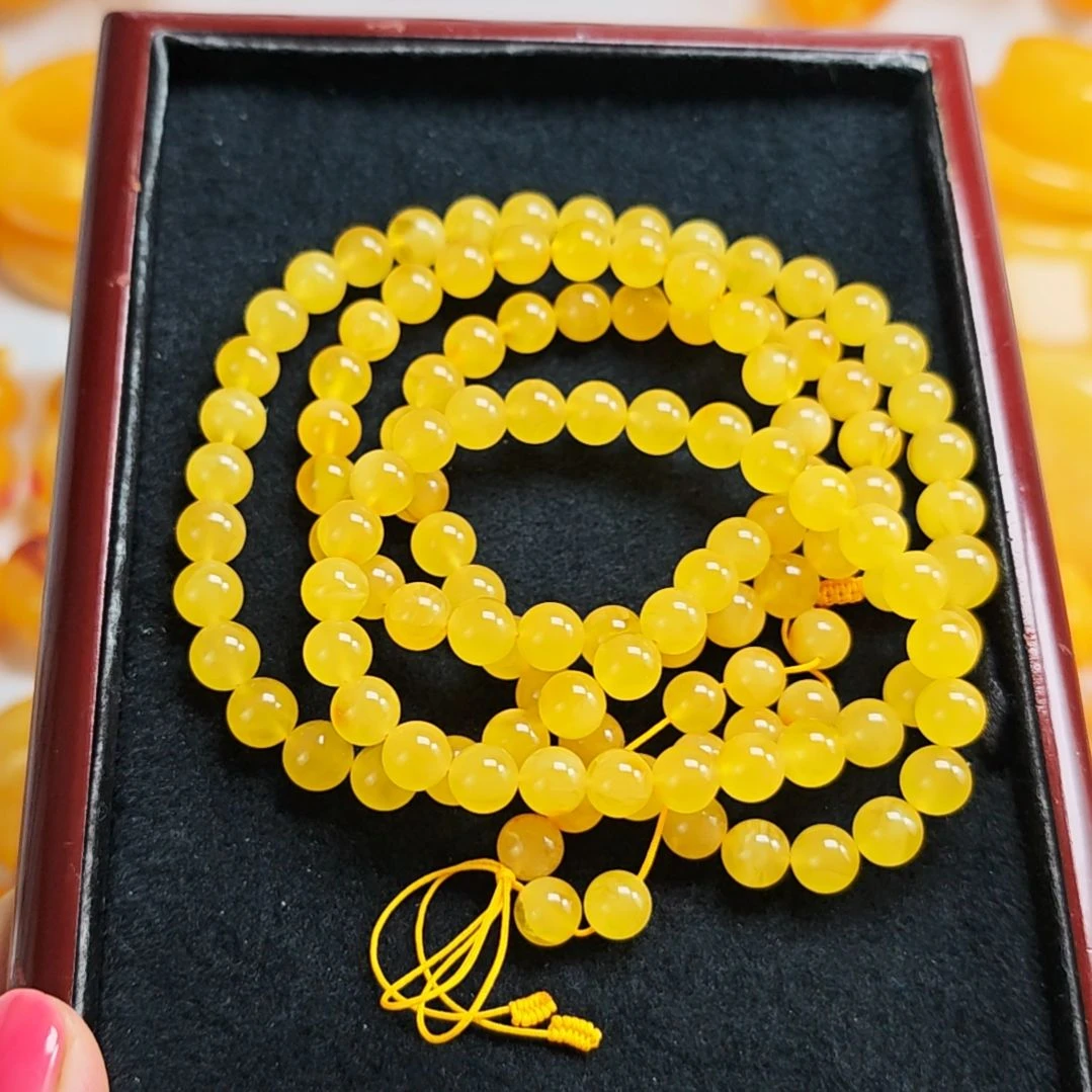 手链蜜蜡未镶嵌108佛珠，8米