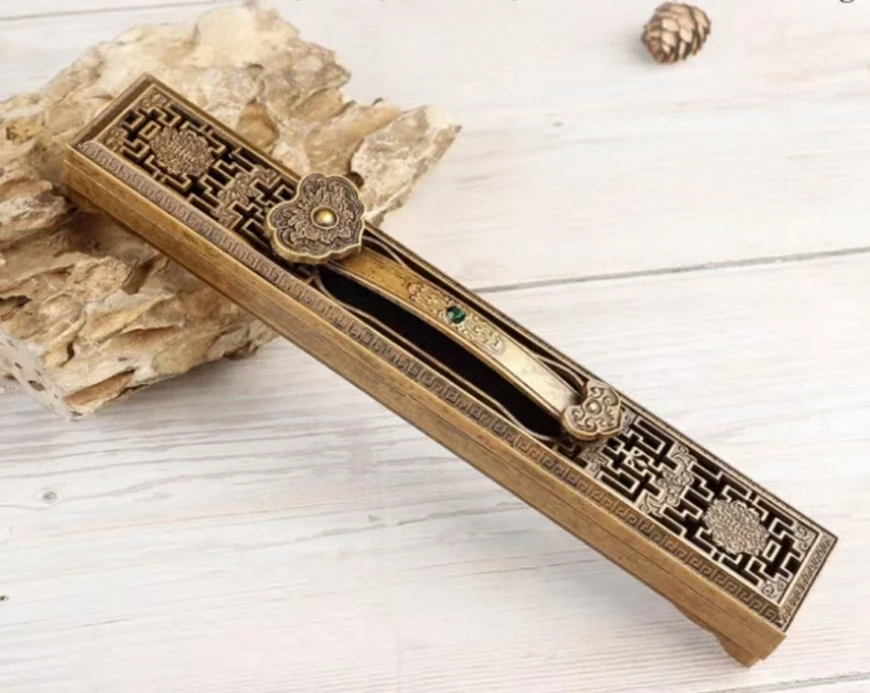 办公卧室香炉家用室内熏香炉茶道摆件沉香檀香线香盒合金长款