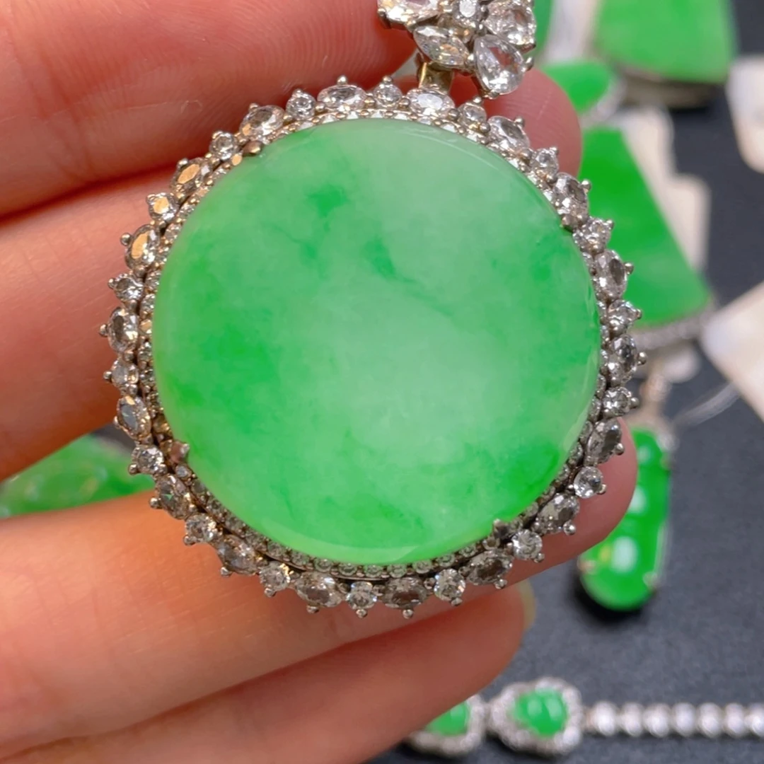 翡翠银S925镶嵌吊坠(不含链)