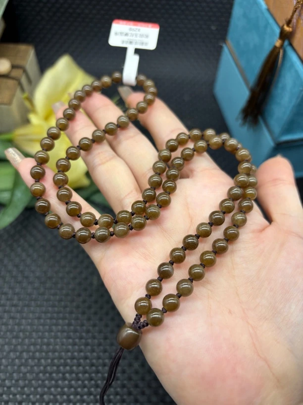 福利新疆和田玉且末糖圆珠6mm红糖玉石挂件绳毛衣链长链项链百搭