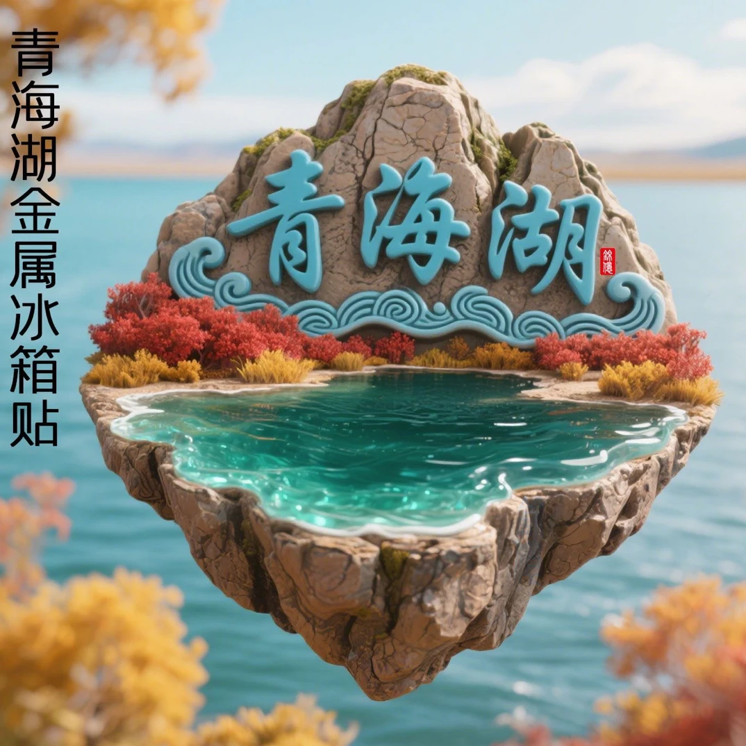 青海省青海湖金属浮雕冰箱贴立体旅游文创景点建筑礼物礼品套装
