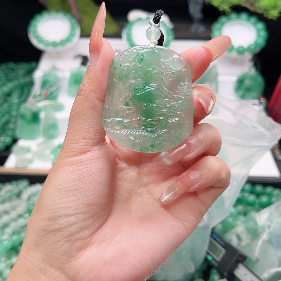 石英质玉（非洲翠）未镶嵌吊坠(赠链)