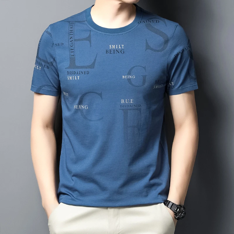 罗蒙夏季圆领短袖T恤舒适打底上衣百搭宽松半袖时尚男士夏天短袖