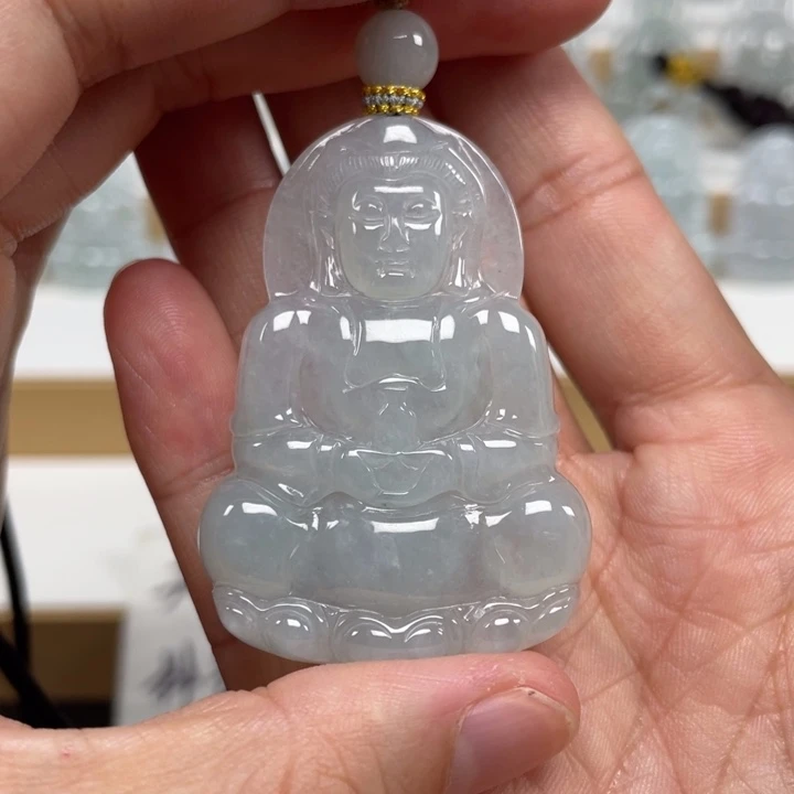 颈饰未镶嵌翡翠天然缅甸翡翠A货观音70号
