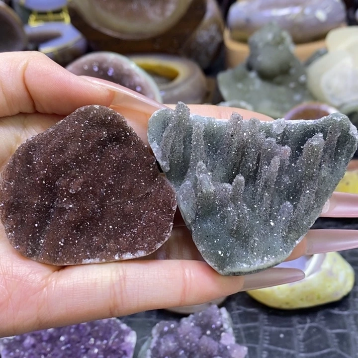 未镶嵌珠宝半成品水晶红绿森林盘子2个