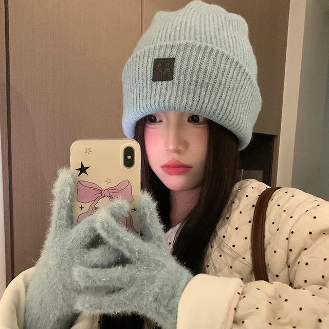 秋冬大头围针织毛线帽子女加厚保暖显脸小护耳帽韩版百搭包头冷帽