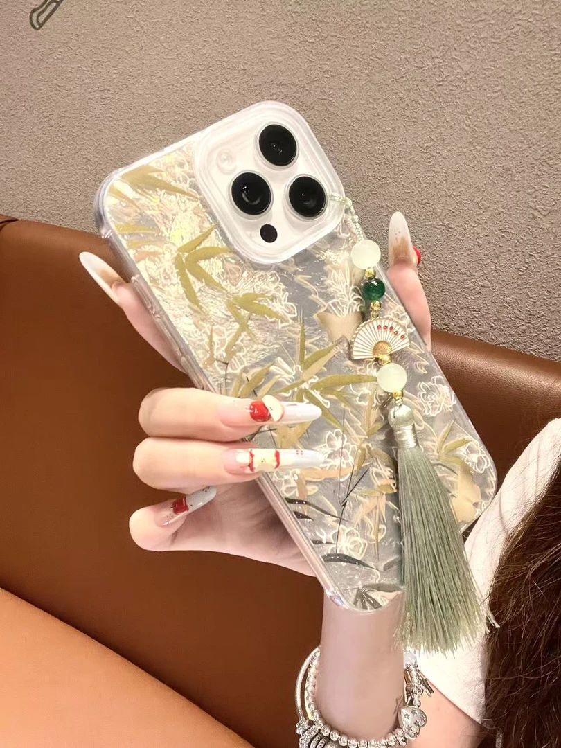 中国风蝴蝶绿叶竹子适用苹果/华为/荣耀/oppo/vivo/红米