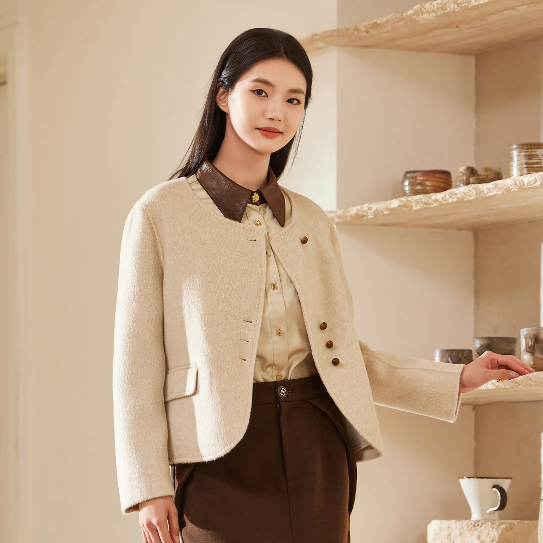 短款毛呢外套冬季新款双面呢百搭冬天千金穿搭小个子