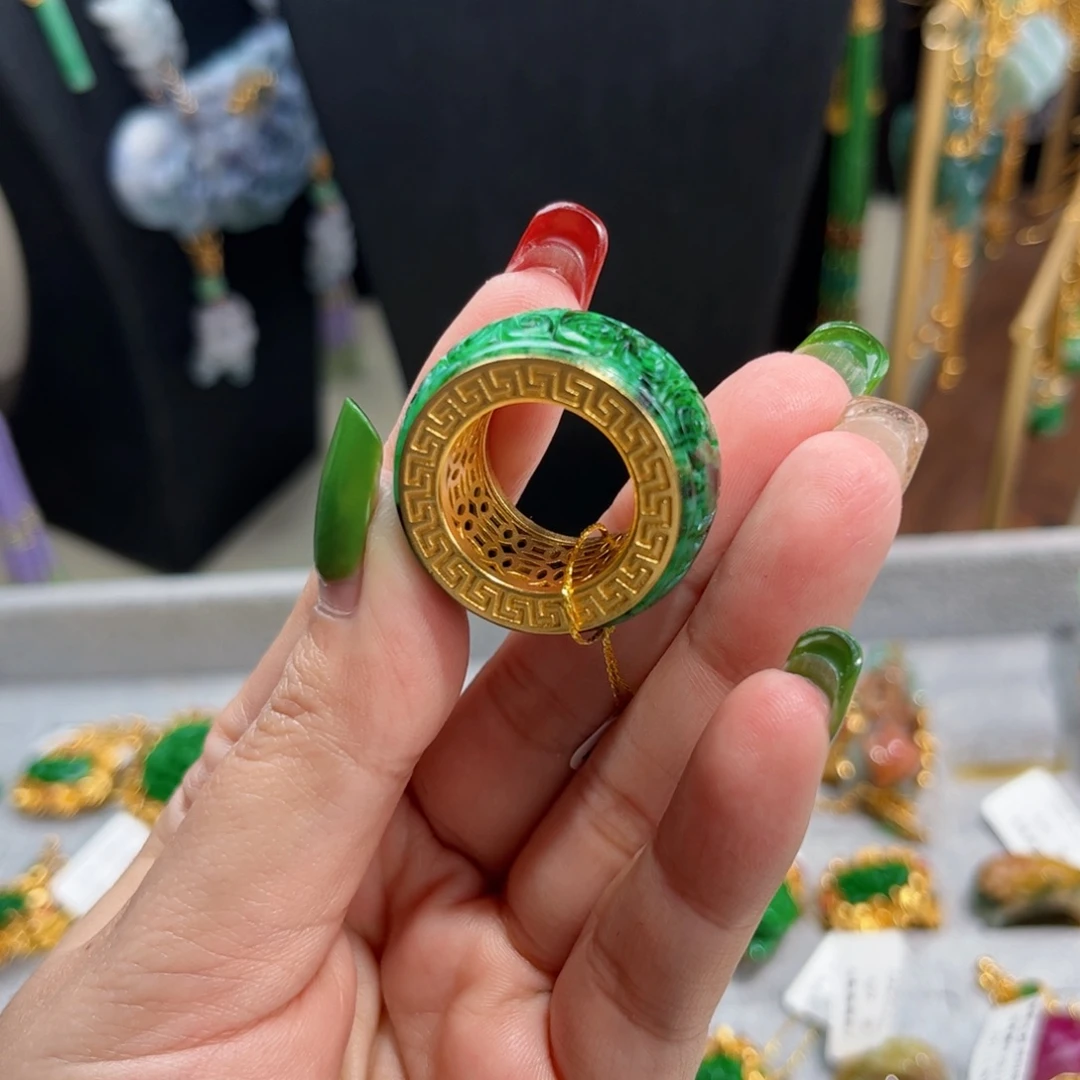 【闪购商品】翡翠戒指银S925镀金镶嵌红*1