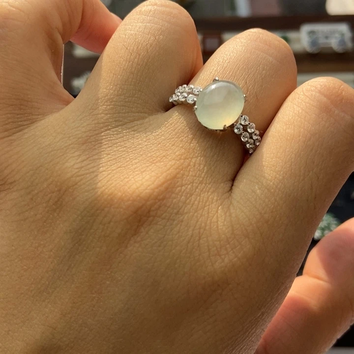 翡翠戒指银S925镶嵌戒指