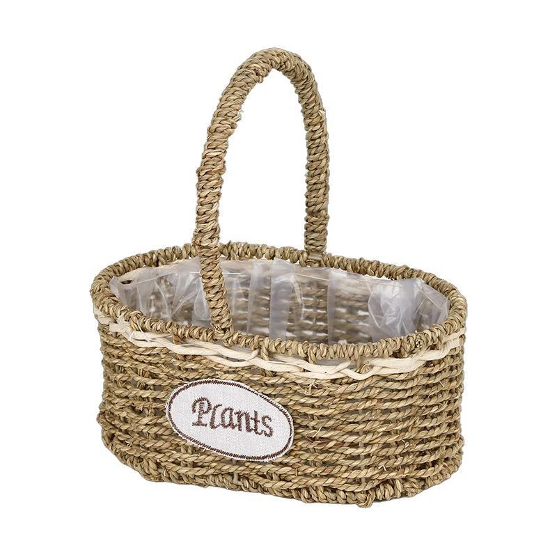 草编花篮藤编篮鲜花多肉厂家插花田园手提花篮批发鸡蛋花篮