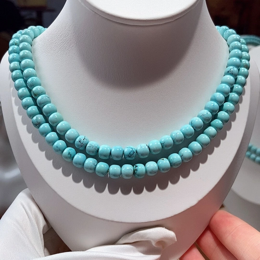 绿松石未镶嵌绿松石多圈玻璃瓷108卡6+