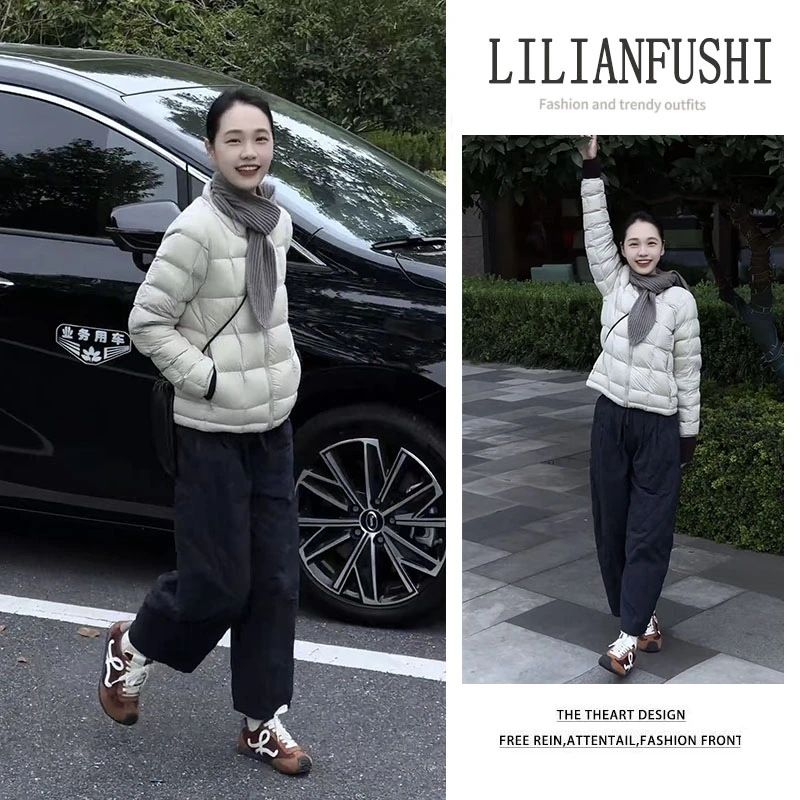 【现货】秋冬搭2025新款韩版时尚百搭长袖棉服外套显瘦阔腿裤两件套
