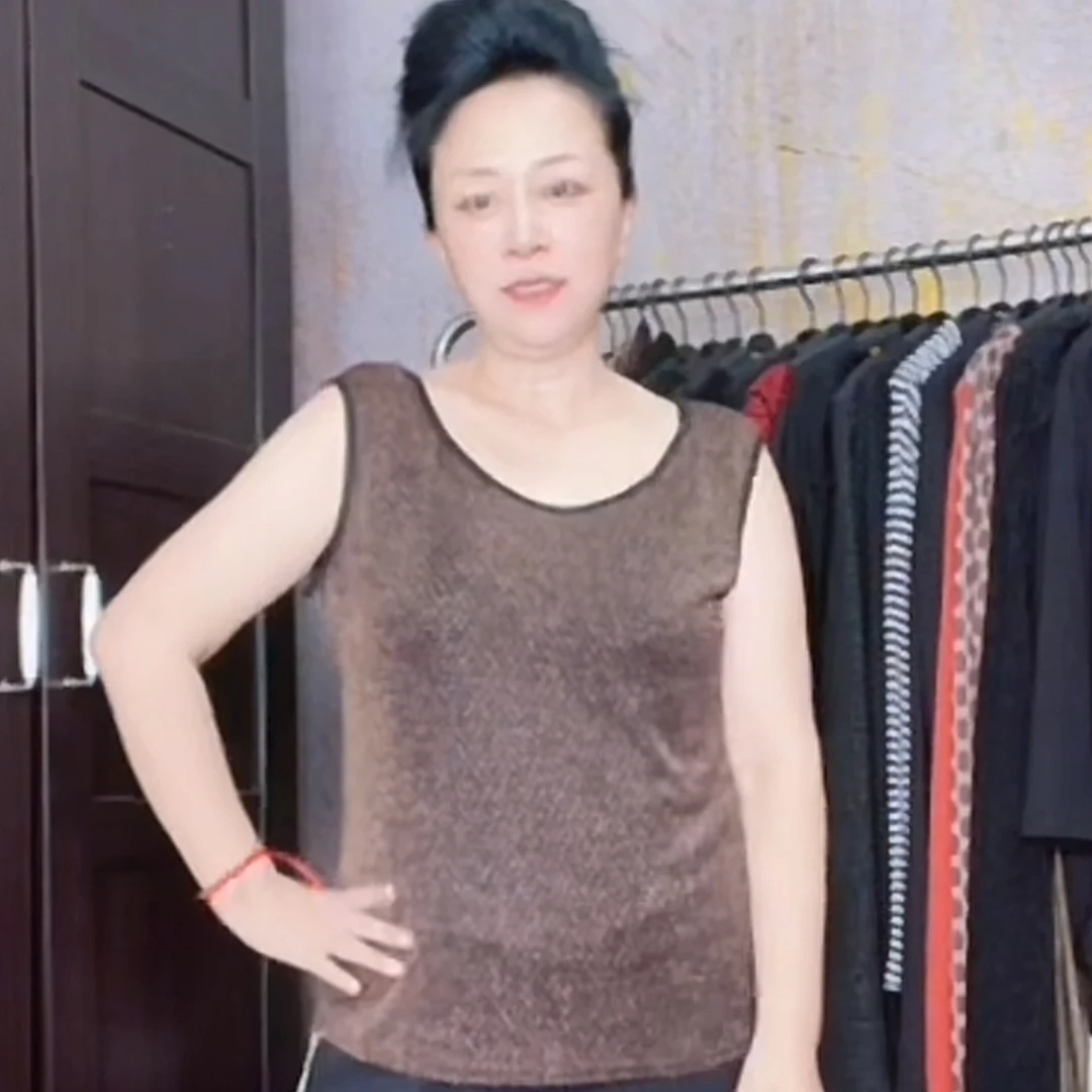 妙唐亮丝时尚大码新款弹力女士上衣2667橘金圈圈