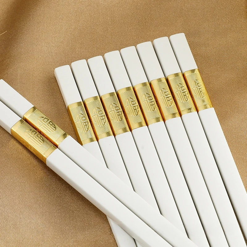 白色简约风抗菌纯色合金筷子家用商用酒店同款特级餐具易清洗公筷