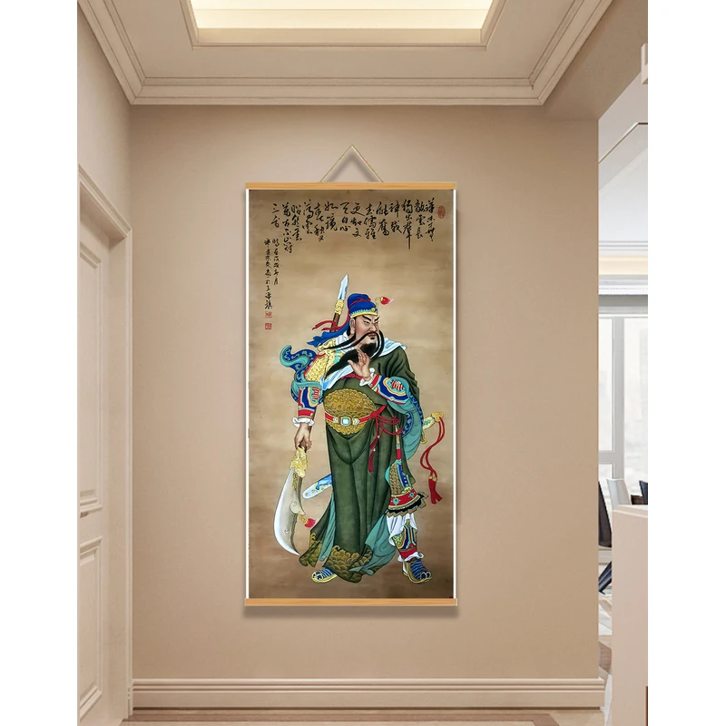 【06关公】60x120cm现代简约挂轴装饰画办公室家居装饰画