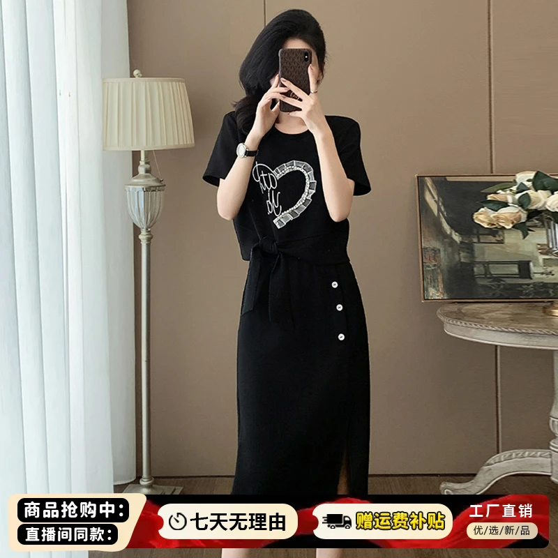 慵懒风韩版时尚套装女2025年夏季新款绑带蝴蝶结上衣半身裙两件套