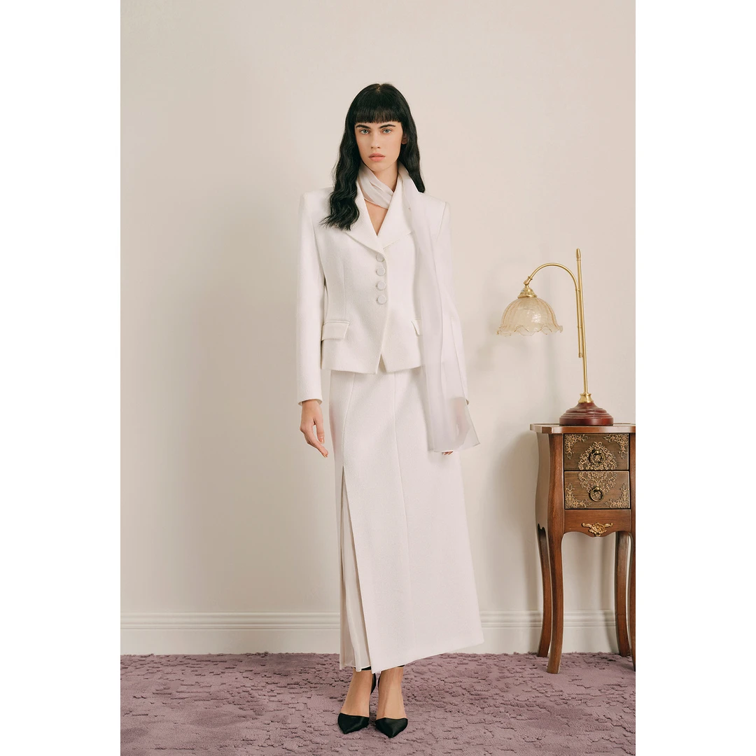 OBBLIGATO奥丽嘉朵米高腰下摆薄纱拼接套装半裙1C34550050