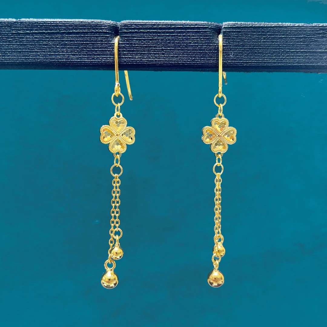 足银耳饰 足银耳钉-四叶草耳坠（简约时尚）