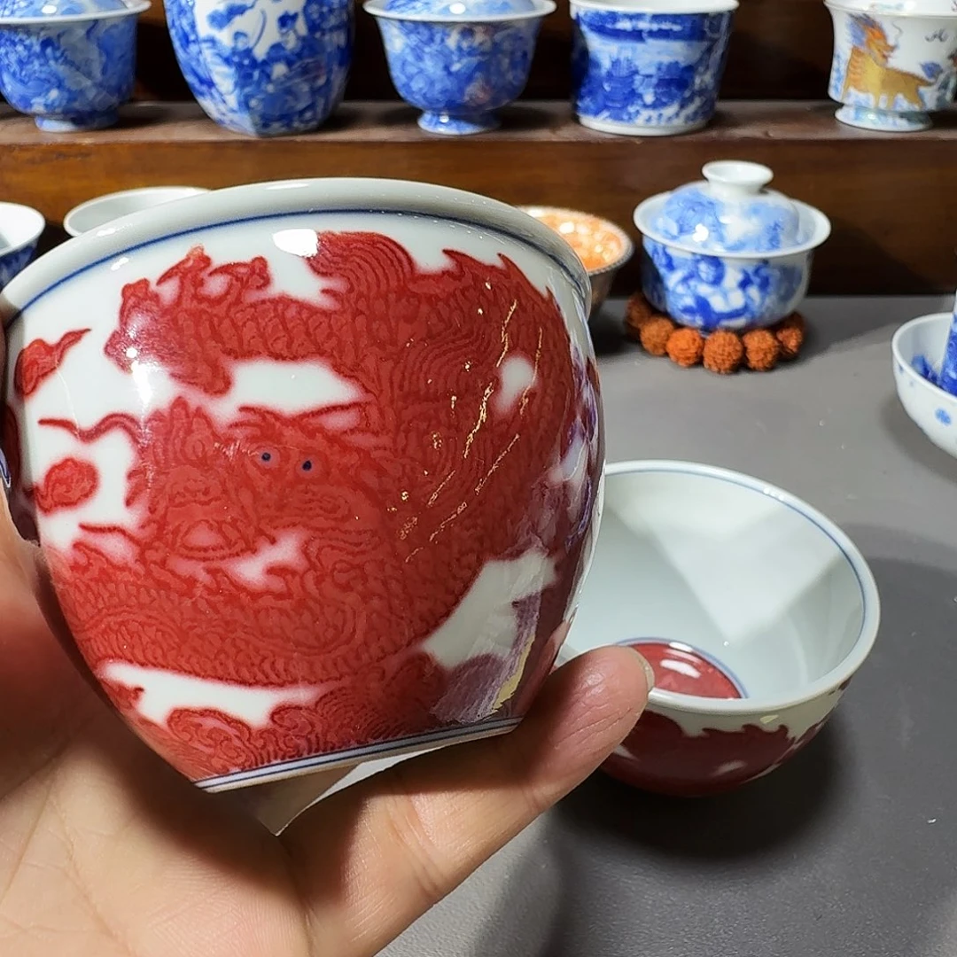 鲸***.泥塑主人杯手工手绘