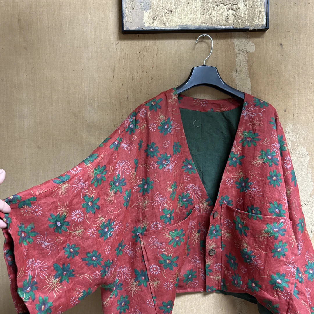 红绿花双层开衫（衣长60厘米胸围160厘米）