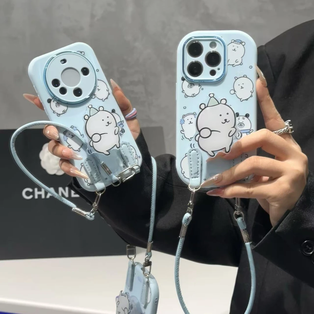 奥菲顿自嘲熊支架挂绳适用苹果17/16胖子手机壳华为vivo小米oppo