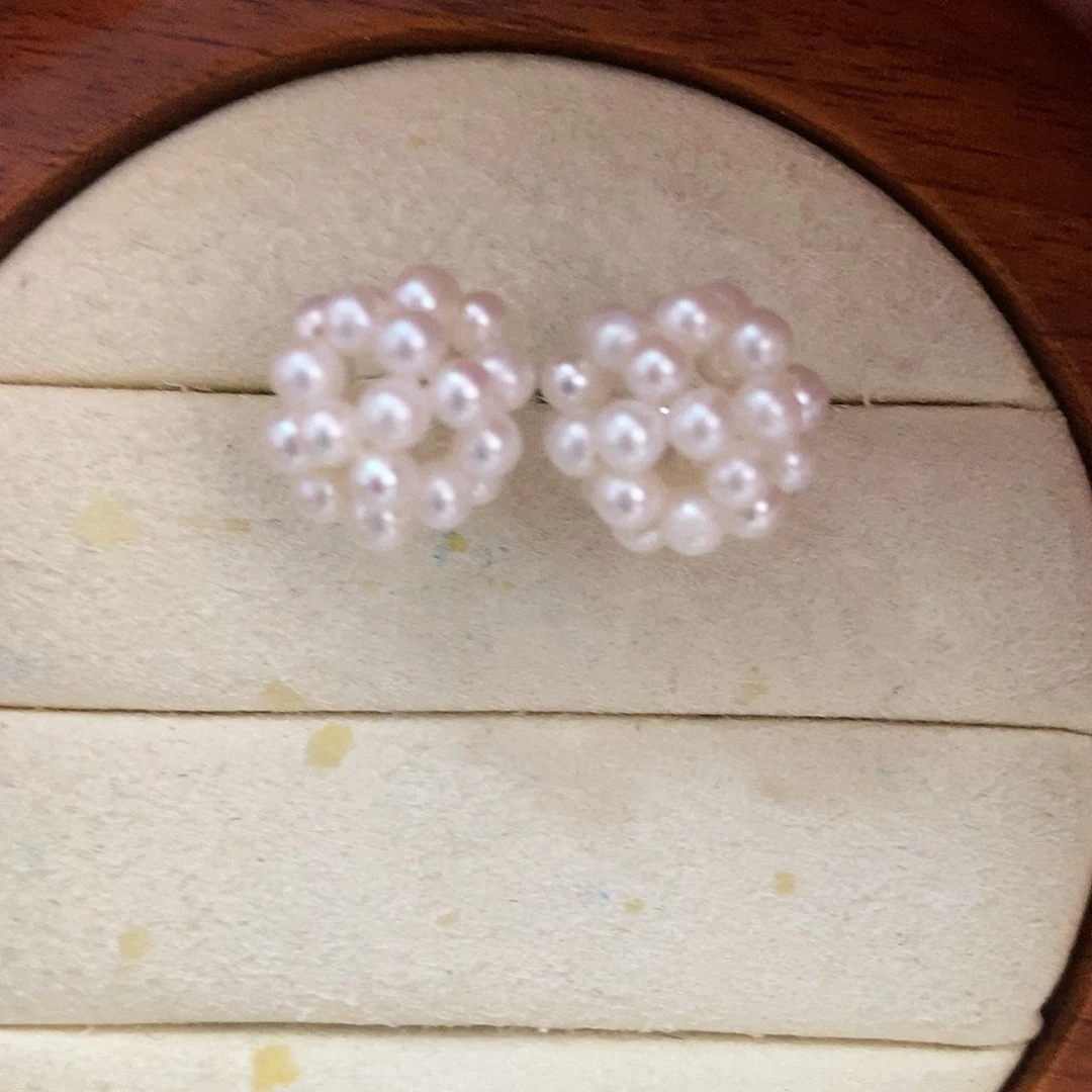 银S925镶嵌淡水珍珠耳饰