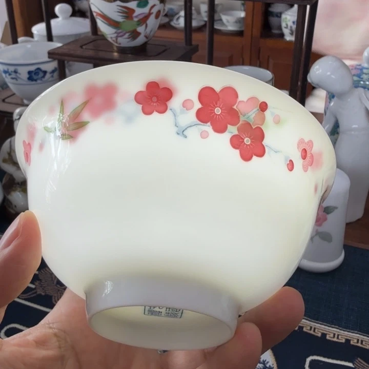 醴陵手绘薄胎梅花碗