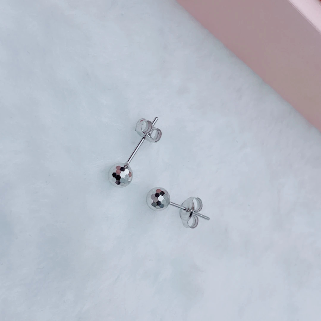 PT950铂金耳饰  蹦迪珠直针耳钉百搭