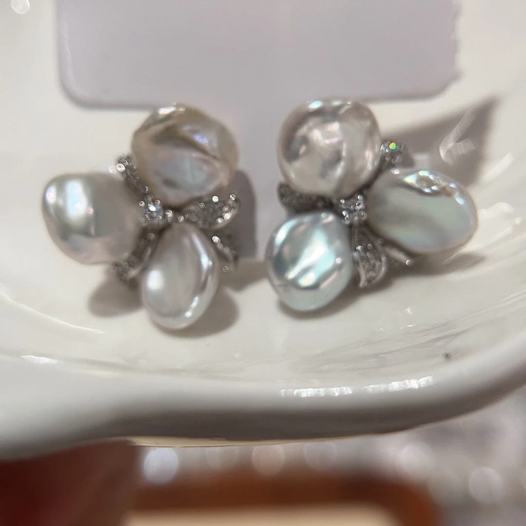 合金淡水珍珠耳饰