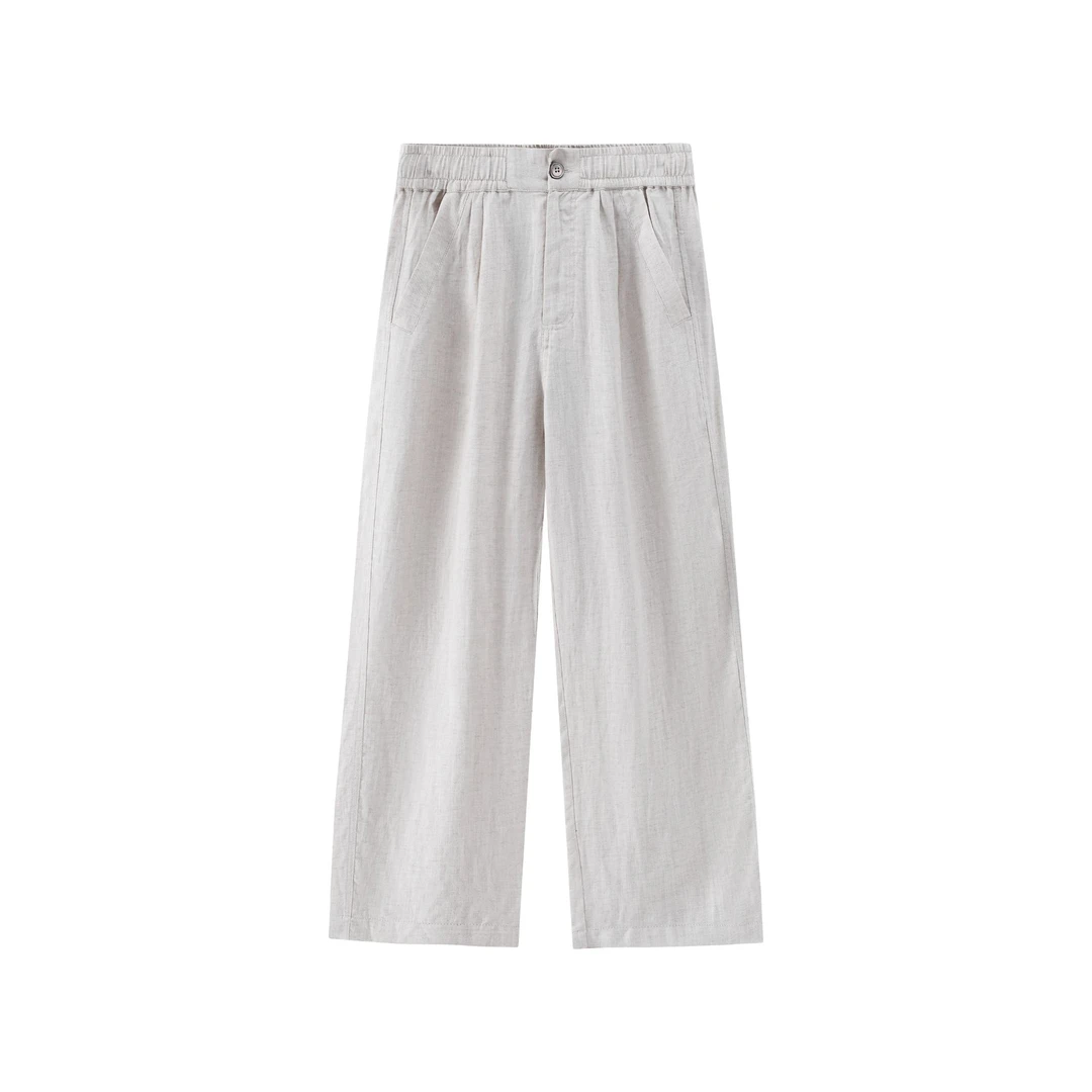 【BlackMystery】呼吸 天丝亚麻透气凉感柔滑垂坠宽松休闲裤男 8682