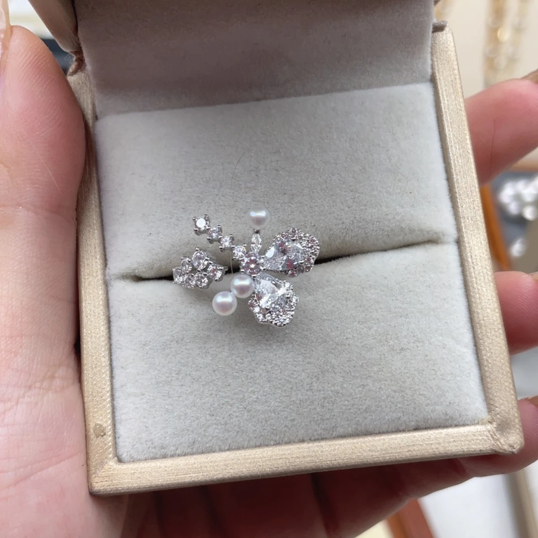 戒指银S925镶嵌淡水珍珠Q47